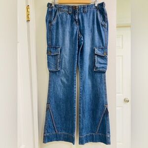 Y2K vintage LOW RISE The Limited Drew Blue Flare Cargo Jeans size 6 Bella Swan